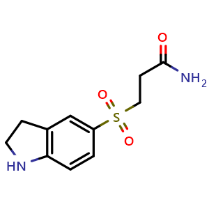 Chemical structure of 3-(2,3-dihydro-1H-indole-5-sulfonyl)propanamide , CAS 2306269-82-7, AChemBlock S85518