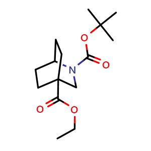 Chemical structure of 2-tert-butyl 4-ethyl 2-azabicyclo[2.2.2]octane-2,4-dicarboxylate , CAS 2306264-89-9, AChemBlock S85523