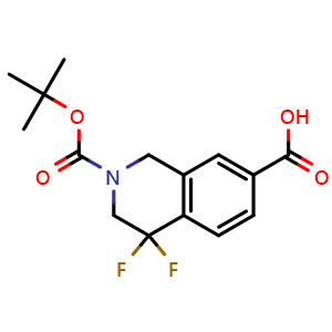 Chemical structure of 2-tert-butoxycarbonyl-4,4-difluoro-1,3-dihydroisoquinoline-7-carboxylic acid , CAS 2306273-02-7, AChemBlock S85530