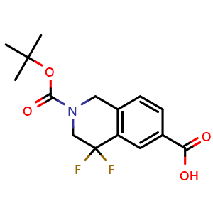 Chemical structure of 2-tert-butoxycarbonyl-4,4-difluoro-1,3-dihydroisoquinoline-6-carboxylic acid , CAS 2306261-03-8, AChemBlock S85531