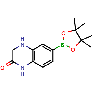 Chemical structure of 6-(4,4,5,5-tetramethyl-1,3,2-dioxaborolan-2-yl)-3,4-dihydroquinoxalin-2(1H)-one , AChemBlock S85533