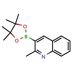 Chemical structure of 2-methyl-3-(4,4,5,5-tetramethyl-1,3,2-dioxaborolan-2-yl)quinoline , AChemBlock S85540