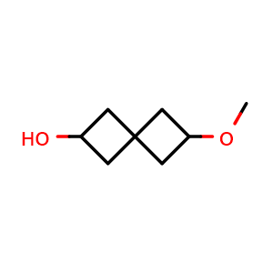 Chemical structure of 2-methoxyspiro[3.3]heptan-6-ol , CAS 2628345-83-3, AChemBlock S85543