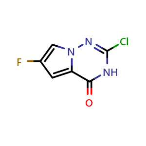 Chemical structure of 2-chloro-6-fluoro-3H,4H-pyrrolo[2,1-f][1,2,4]triazin-4-one , CAS 2306269-84-9, AChemBlock S85556