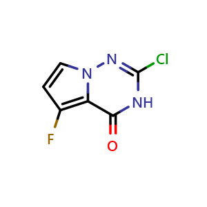 Chemical structure of 2-chloro-5-fluoro-3H,4H-pyrrolo[2,1-f][1,2,4]triazin-4-one , CAS 2306277-55-2, AChemBlock S85557