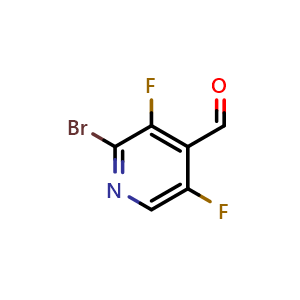 Chemical structure of 2-bromo-3,5-difluoro-pyridine-4-carbaldehyde , CAS 2306261-62-9, AChemBlock S85569