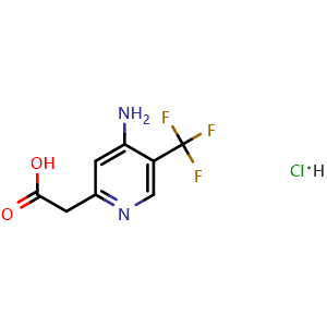Chemical structure of 2-[4-amino-5-(trifluoromethyl)-2-pyridyl]acetic acid;hydrochloride , CAS 2375195-87-0, AChemBlock S85618
