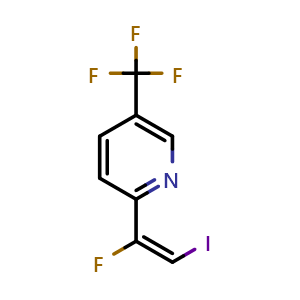 Chemical structure of 2-[(E)-1-fluoro-2-iodo-vinyl]-5-(trifluoromethyl)pyridine , CAS 2306281-12-7, AChemBlock S85623