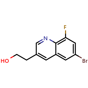Chemical structure of 2-(6-bromo-8-fluoro-3-quinolyl)ethanol , CAS 2306277-14-3, AChemBlock S85679