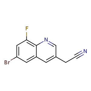 Chemical structure of 2-(6-bromo-8-fluoro-3-quinolyl)acetonitrile , CAS 2306274-61-1, AChemBlock S85680