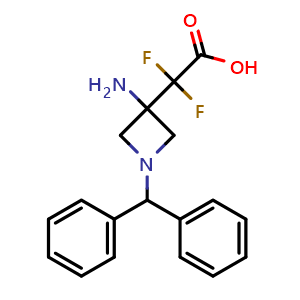 Chemical structure of 2-(3-amino-1-benzhydryl-azetidin-3-yl)-2,2-difluoro-acetic acid , CAS 2306270-76-6, AChemBlock S85689