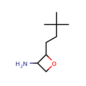 Chemical structure of 2-(3,3-dimethylbutyl)oxetan-3-amine , CAS 2306271-49-6, AChemBlock S85691