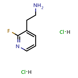 Chemical structure of 2-(2-fluoro-3-pyridyl)ethanamine dihydrochloride , CAS 2306265-01-8, AChemBlock S85693