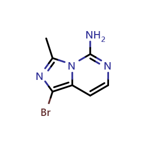 Chemical structure of 1-bromo-3-methyl-imidazo[1,5-c]pyrimidin-5-amine , CAS 2306274-36-0, AChemBlock S85736