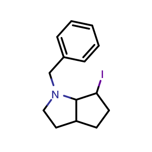 Chemical structure of 1-benzyl-6-iodo-octahydrocyclopenta[b]pyrrole , CAS 2375193-34-1, AChemBlock S85740