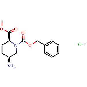 Chemical structure of 1-benzyl 2-methyl cis-5-aminopiperidine-1,2-dicarboxylate hydrochloride , CAS 2375165-66-3, AChemBlock S85745