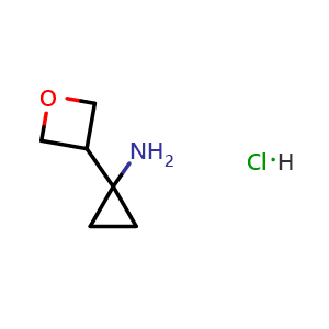 Chemical structure of 1-(oxetan-3-yl)cyclopropanamine hydrochloride , CAS 2306270-54-0, AChemBlock S85778