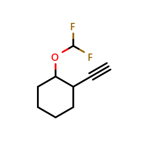 Chemical structure of 1-(difluoromethoxy)-2-ethynyl-cyclohexane , CAS 2306264-87-7, AChemBlock S85784