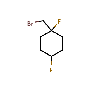 Chemical structure of 1-(bromomethyl)-1,4-difluoro-cyclohexane , CAS 2306268-31-3, AChemBlock S85788