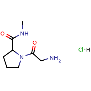 Chemical structure of 1-(2-aminoacetyl)-N-methylpyrrolidine-2-carboxamide hydrochloride , AChemBlock S85797