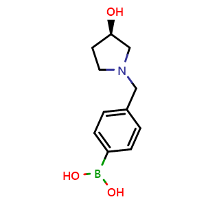 Chemical structure of [4-[[(3R)-3-hydroxypyrrolidin-1-yl]methyl]phenyl]boronic acid , CAS 2304631-67-0, AChemBlock S85822