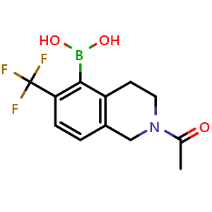 Chemical structure of [2-acetyl-6-(trifluoromethyl)-3,4-dihydro-1H-isoquinolin-5-yl]boronic acid , AChemBlock S85831