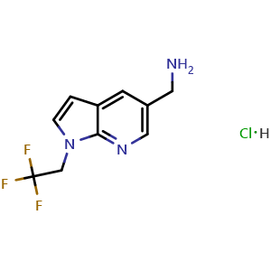 Chemical structure of [1-(2,2,2-trifluoroethyl)pyrrolo[2,3-b]pyridin-5-yl]methanamine hydrochloride , CAS 2306271-92-9, AChemBlock S85842