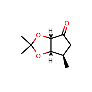 Chemical structure of (3aS,6R,6aS)-2,2,6-trimethyl-3a,5,6,6a-tetrahydrocyclopenta[d][1,3]dioxol-4-one , CAS 2504147-92-4, AChemBlock S86028