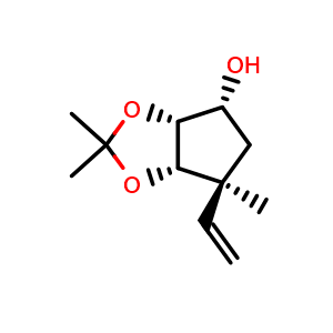 Chemical structure of (3aS,4S,6R,6aR)-2,2,4-trimethyl-4-vinyl-3a,5,6,6a-tetrahydrocyclopenta[d][1,3]dioxol-6-ol , CAS 2306248-15-5, AChemBlock S86031