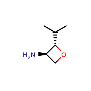 Chemical structure of (2S,3R)-2-isopropyloxetan-3-amine , CAS 2306249-62-5, AChemBlock S86057