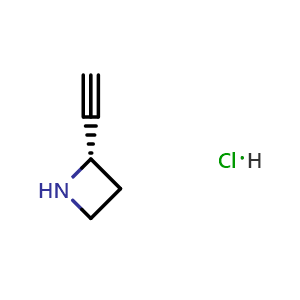 Chemical structure of (2S)-2-ethynylazetidine hydrochloride , CAS 2306247-98-1, AChemBlock S86067