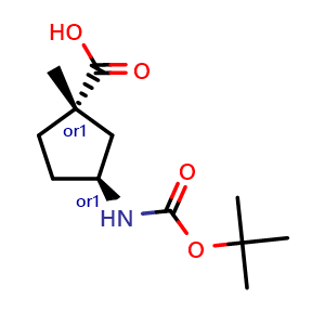 Chemical structure of trans-3-(tert-butoxycarbonylamino)-1-methyl-cyclopentanecarboxylic acid , CAS 2243512-73-2, AChemBlock S86129