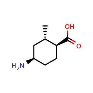 Chemical structure of (1S,2S,4R)-rel-4-amino-2-methyl-cyclohexanecarboxylic acid , CAS 2306252-19-5, AChemBlock S86136