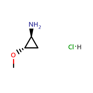 Chemical structure of (1S,2S)-2-methoxycyclopropanamine hydrochloride , CAS 2306249-40-9, AChemBlock S86142