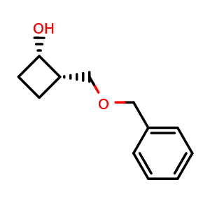 Chemical structure of (1S,2S)-2-(benzyloxymethyl)cyclobutanol , CAS 2306253-21-2, AChemBlock S86144