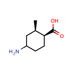 Chemical structure of (1S,2R)-rel-4-amino-2-methyl-cyclohexanecarboxylic acid , CAS 2306259-64-1, AChemBlock S86153