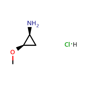 Chemical structure of (1S,2R)-2-methoxycyclopropanamine hydrochloride , CAS 2306247-43-6, AChemBlock S86155