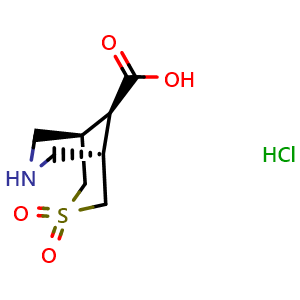 Chemical structure of (1R,5S,9s)-3-thia-7-azabicyclo[3.3.1]nonane-9-carboxylic acid 3,3-dioxide hydrochloride , AChemBlock S86166