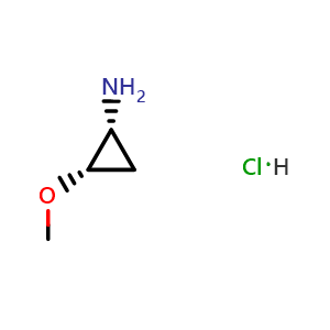 Chemical structure of (1R,2S)-2-methoxycyclopropanamine hydrochloride , CAS 2306254-33-9, AChemBlock S86187