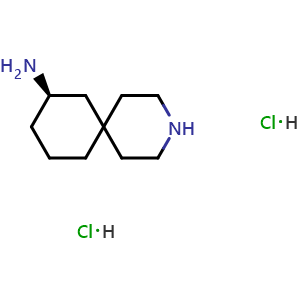 Chemical structure of (10R)-3-azaspiro[5.5]undecan-10-amine dihydrochloride , CAS 2306253-23-4, AChemBlock S86198