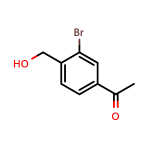 Chemical structure of 1-(3-bromo-4-(hydroxymethyl)phenyl)ethanone , CAS 1418144-62-3, AChemBlock S86220