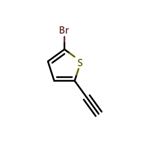 Chemical structure of 2-Bromo-5-ethynylthiophene , CAS 105995-73-1, AChemBlock S86274