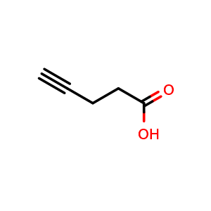 Chemical structure of 4-Pentynoic acid , CAS 6089-09-4, AChemBlock S86276