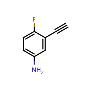 Chemical structure of 3-Ethynyl-4-fluoroaniline , CAS 77123-60-5, AChemBlock S86279
