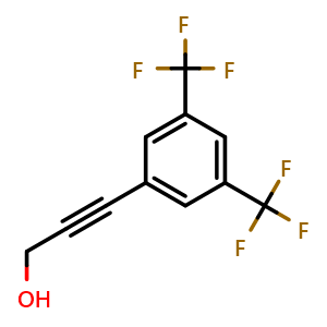 Chemical structure of 3-[3,5-Bis(trifluoromethyl)phenyl]-prop-2-yn-1-ol , CAS 81613-61-8, AChemBlock S86302