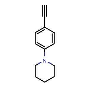 Chemical structure of 1-(4-ethynylphenyl)piperidine , CAS 41876-66-8, AChemBlock S86317