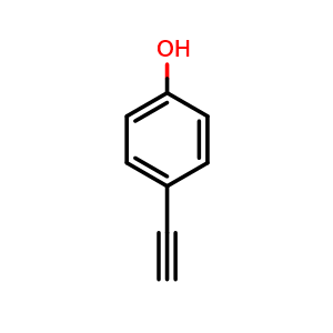 Chemical structure of 4-Ethynyl-phenol , CAS 2200-91-1, AChemBlock S86320