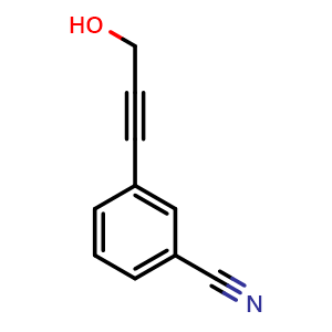 Chemical structure of 3-(3-Hydroxy-prop-1-ynyl)-benzonitrile , CAS 170859-72-0, AChemBlock S86325
