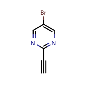 Chemical structure of 5-Bromo-2-ethynylpyrimidine , CAS 1135283-08-7, AChemBlock S86332