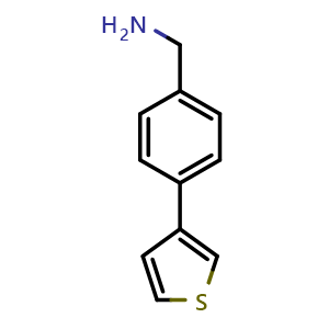 Chemical structure of (4-(thiophen-3-yl)phenyl)methanamine , CAS 876317-18-9, AChemBlock S86345